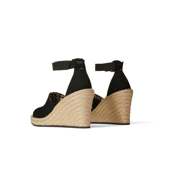 Toms - Black Marisol Peep Toe Wedge - Picture 2 of 4